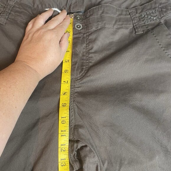 Lane Bryant Womens Crop Pants Brown Top Stitching Zip Hem Pockets Boho Sz 20 - Picture 9 of 10